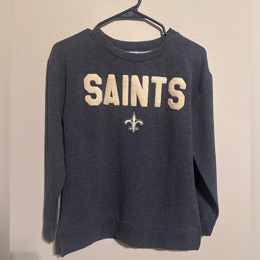 NWOT Women’s NFL Team Apparel Gold Gray Saints Scoop Neck Sweatshirt Sz Small